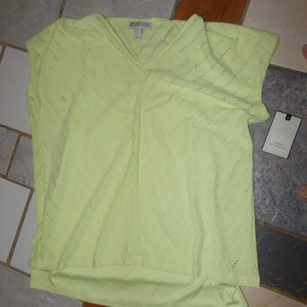 NWT, Ladies 2 pc lime green top by Dana Burchman L
